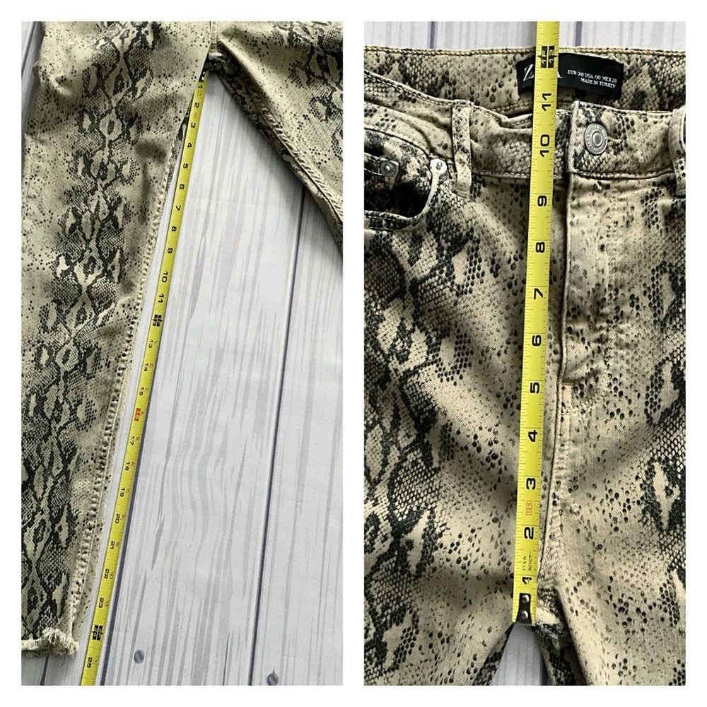 ZARA Snakeskin Print Highrise Skinny Jeans, Size 6 - Picture 7 of 12